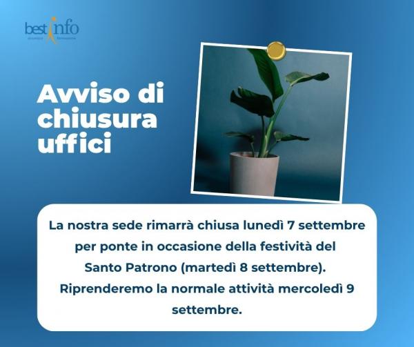 Chiusura aziendale per il Santo Patrono